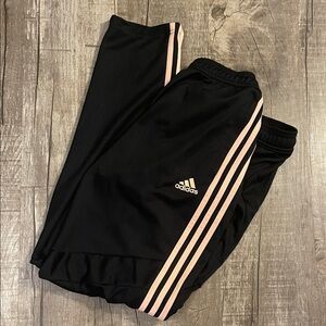 Adidas Women's Black Joggers with Pink Stripes